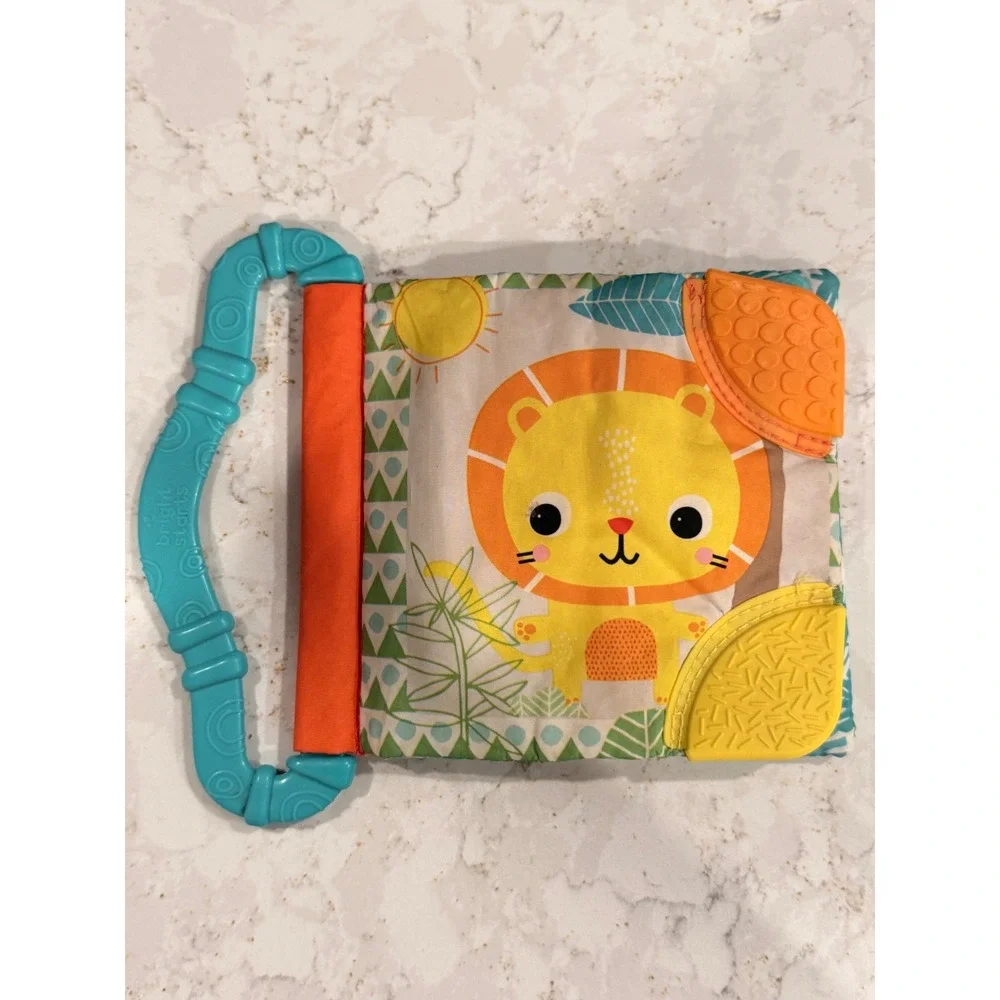 Bright Starts Teethe‎ & Read Soft Fabric Baby Book Jungle Animals Teether Toy